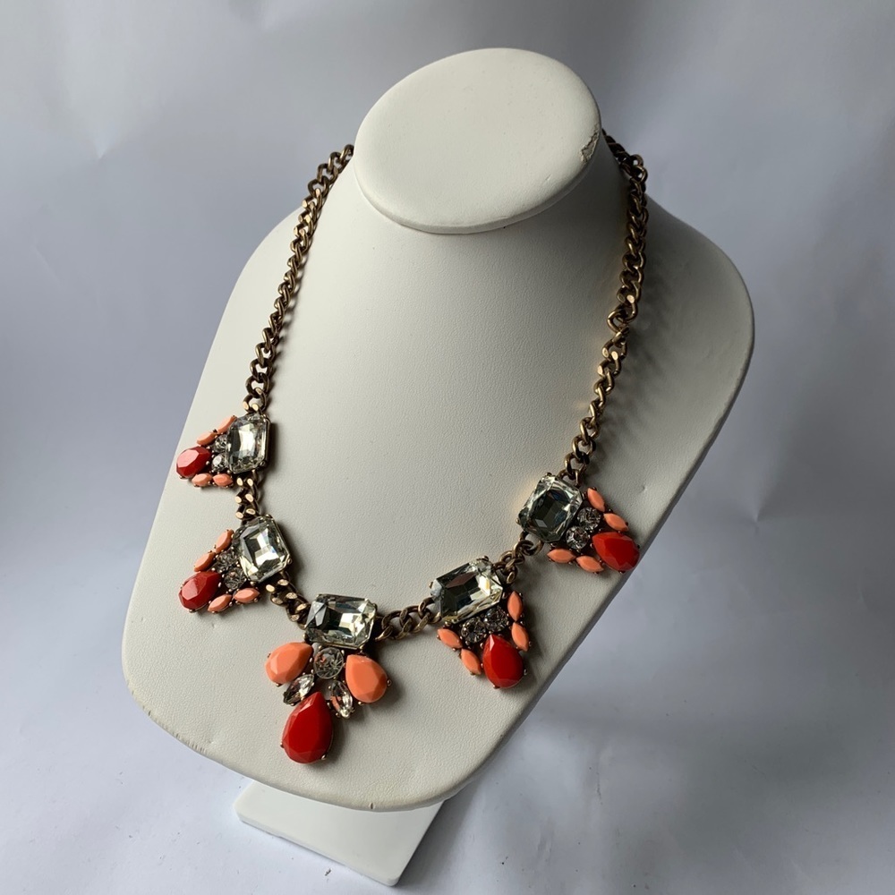 J. Crew // Pink, Red Bauble Statement Necklace